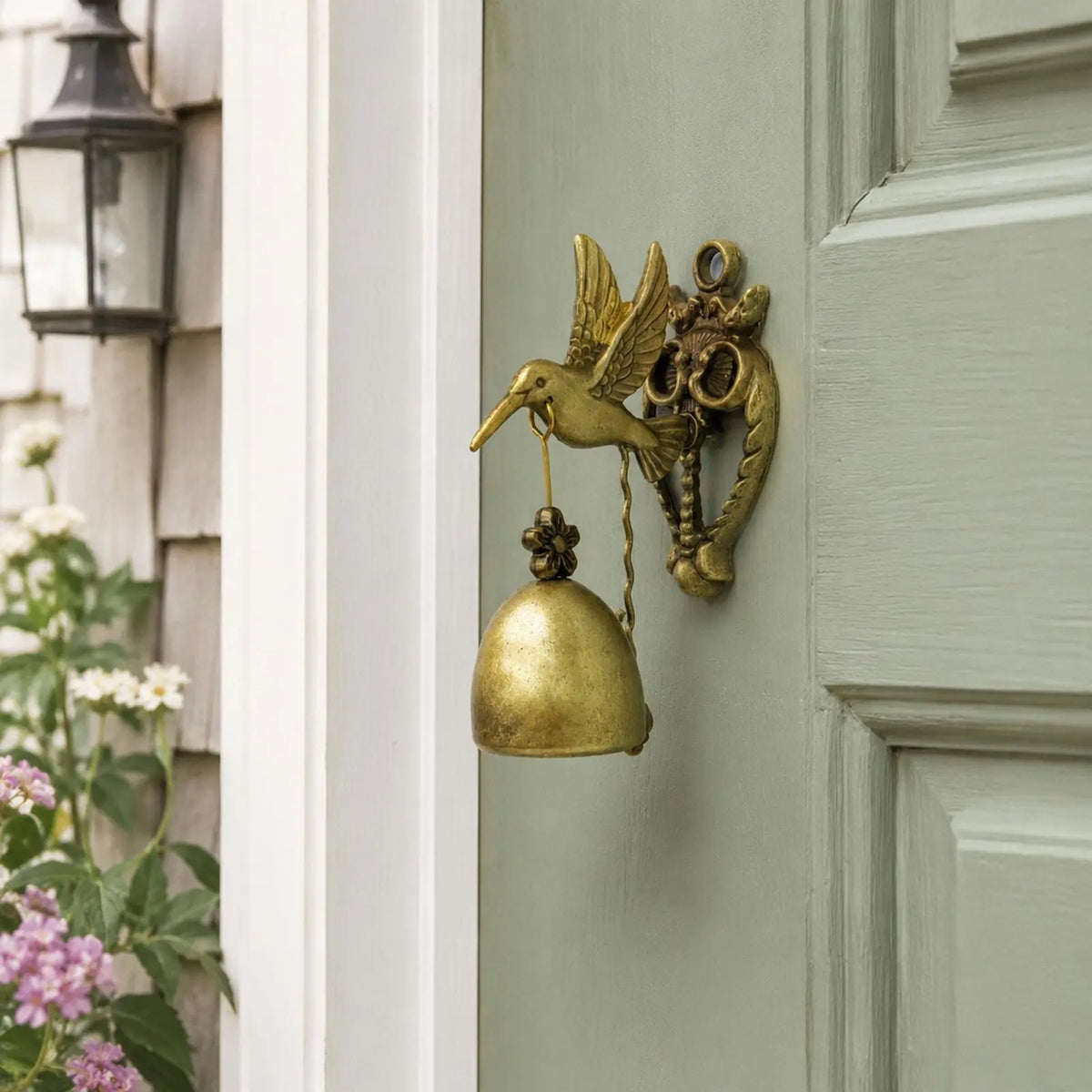 🔔 Vintage Hummingbird Metal Doorbell — Charming Bird Detail for Your Porch & Entryway 🐦