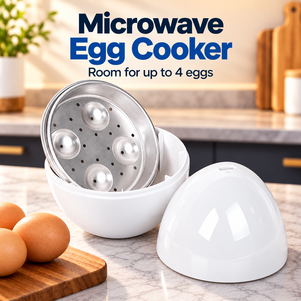 🥚 Microwave Egg Cooker — Cook Up to 4 Eggs, Soft to Hard-Boiled ✨