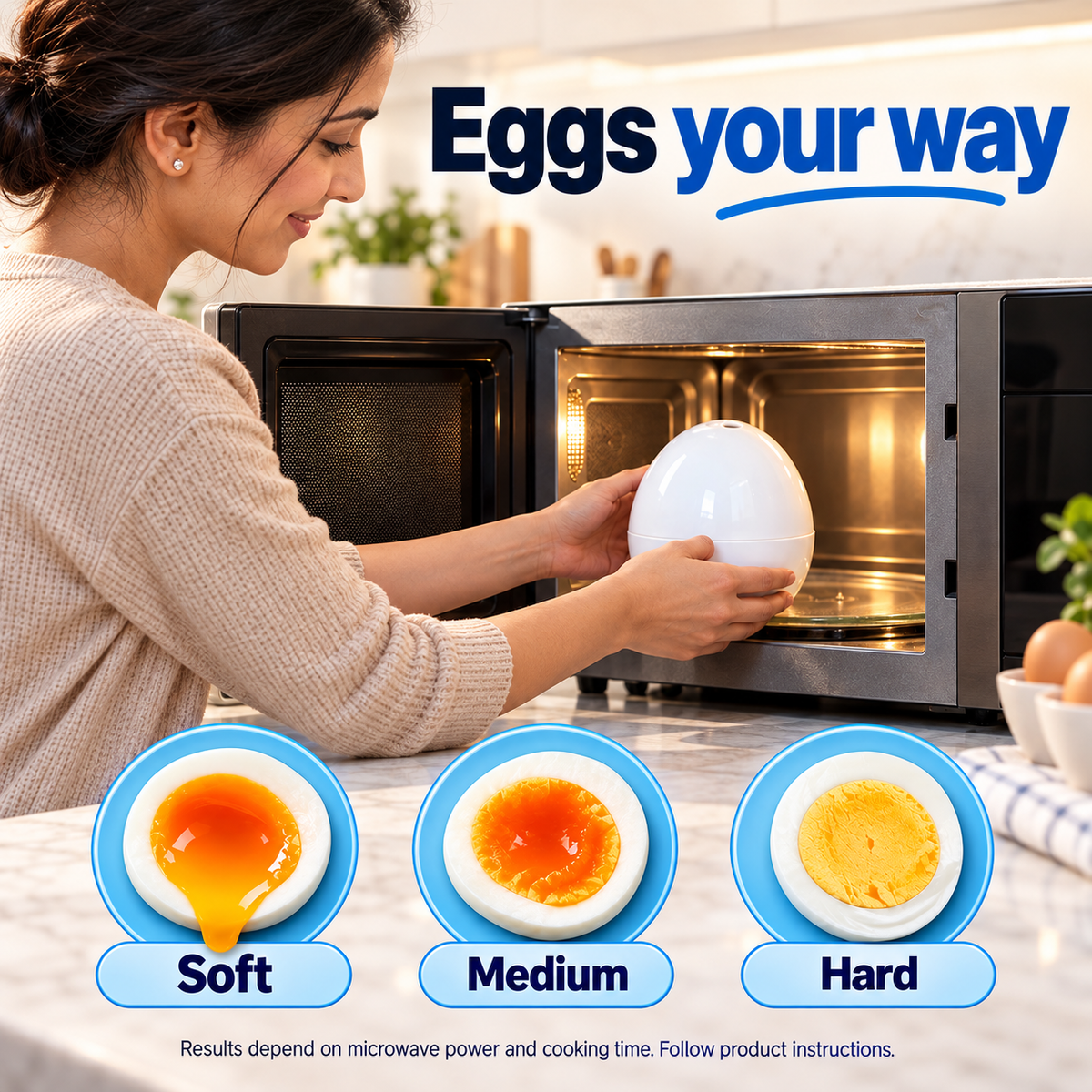 🥚 Microwave Egg Cooker — Cook Up to 4 Eggs, Soft to Hard-Boiled ✨