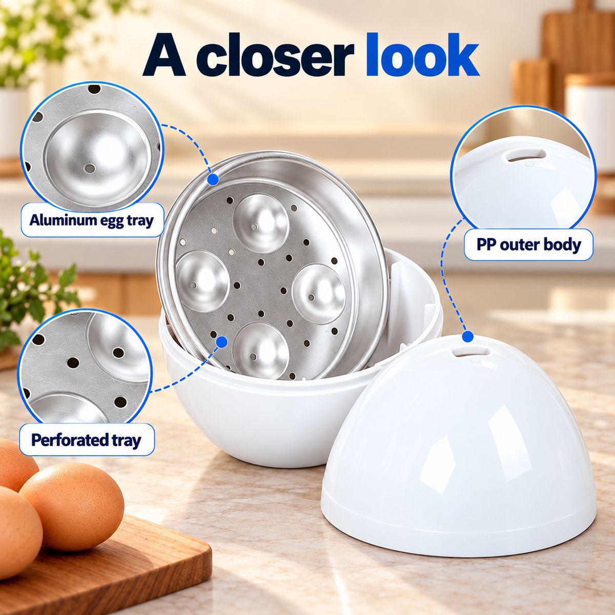 🥚 Microwave Egg Cooker — Cook Up to 4 Eggs, Soft to Hard-Boiled ✨