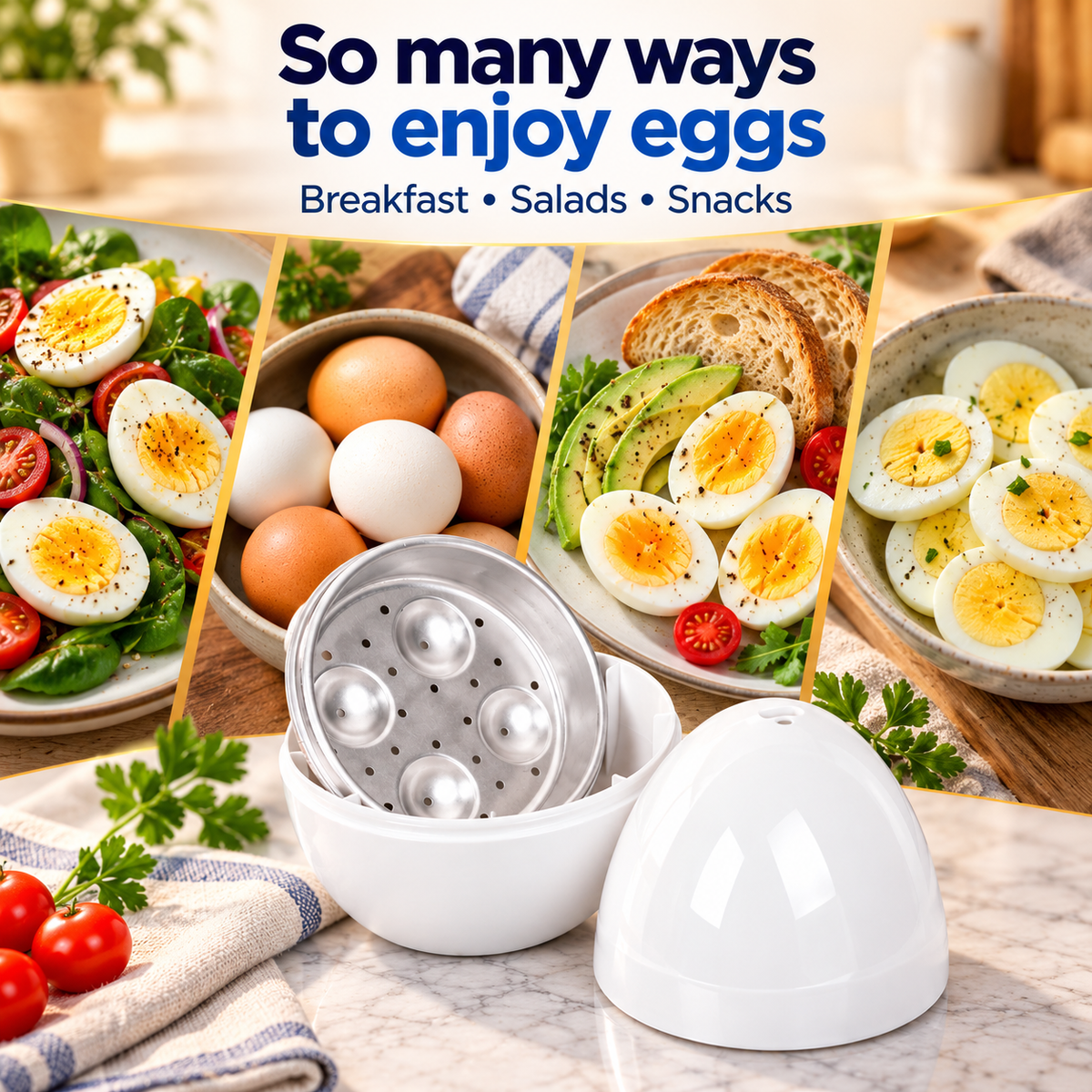 🥚 Microwave Egg Cooker — Cook Up to 4 Eggs, Soft to Hard-Boiled ✨
