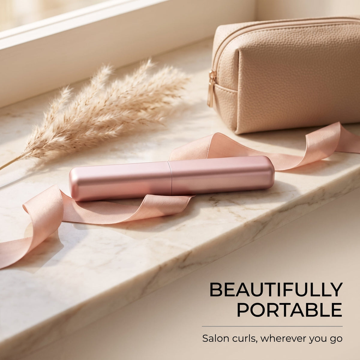 ✨ Cordless Mini Hair Curler — 3 Heat Settings, USB-C Charging & Compact Styling on the Go 👜