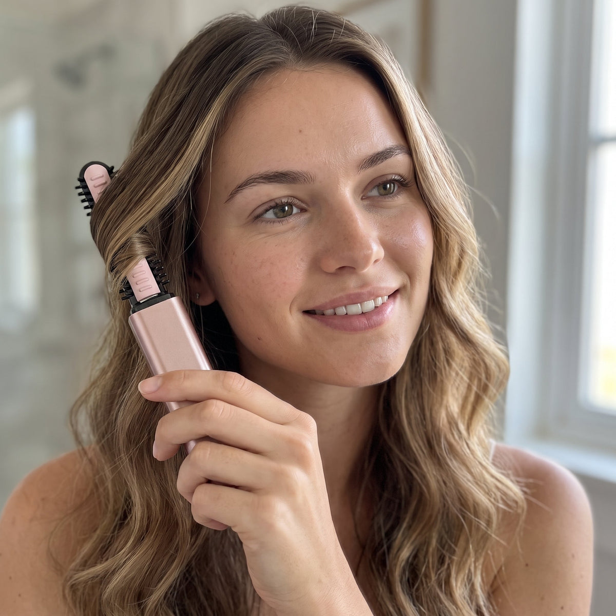 ✨ Cordless Mini Hair Curler — 3 Heat Settings, USB-C Charging & Compact Styling on the Go 👜