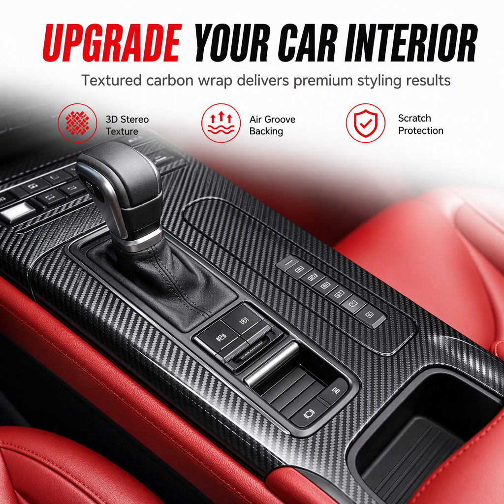 🚗 Self-Adhesive Carbon-Look Trim Film — Peel, Stick & Refresh Your Car’s Style ✨