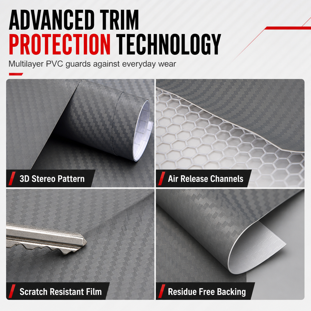 🚗 Self-Adhesive Carbon-Look Trim Film — Peel, Stick & Refresh Your Car’s Style ✨